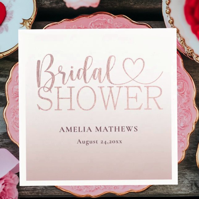 Chic Rose Gold Glitter Bridal Shower  Napkins (Creator Uploaded)