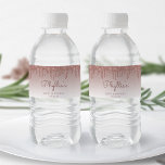 Chic Rose Gold Glitter Drip 80th Birthday Party Water Bottle Label<br><div class="desc">These chic 80th birthday party water bottle labels feature a sparkly rose gold faux glitter drip border and rose gold ombre background. Personalize them with her name in dark rose handwriting script,  with her birthday and date below in sans serif font.</div>