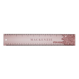 Chic Rose Gold Glitter Dripping Luxury Ruler
