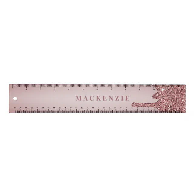 Rose Gold Ruler Chic Rose Gold Glitter Dripping Luxury Ruler | Zazzle