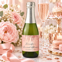 Chic Rose Gold Glitter Drips Script Bridal Shower