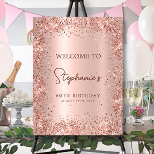 Chic Rose Gold Glitter Foil 60th Birthday Welcome Foam Board