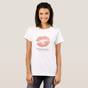 Chic Rose Gold Glitter Lips Makeup Artist T-Shirt