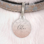 Chic Rose Gold Glitter Marble Ombre Pet ID Tag<br><div class="desc">Treat your pet to a touch of glamour with this chic I.D. tag,  featuring their name in elegant script lettering on an ombre background pattern of faux rose gold glitter and gray marble. Customize the reverse with your phone number or text of your choice.</div>