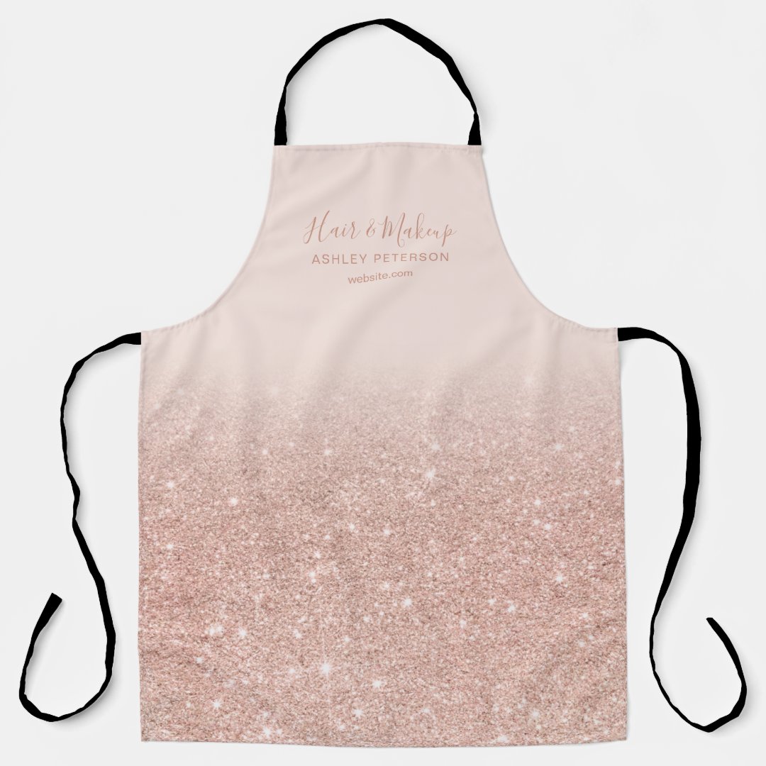 Chic Rose Gold Glitter Ombre Blush Pink Makeup Apron Zazzle 6186