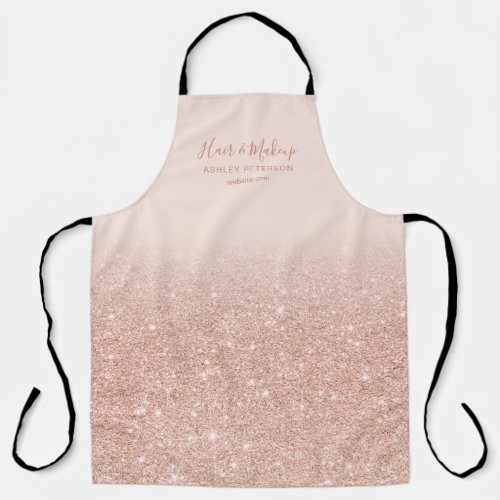Chic rose gold glitter ombre blush pink makeup apron