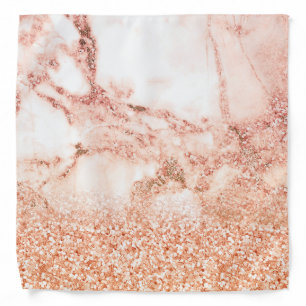 Chic rose gold glitter ombre pink glitter marble bandana