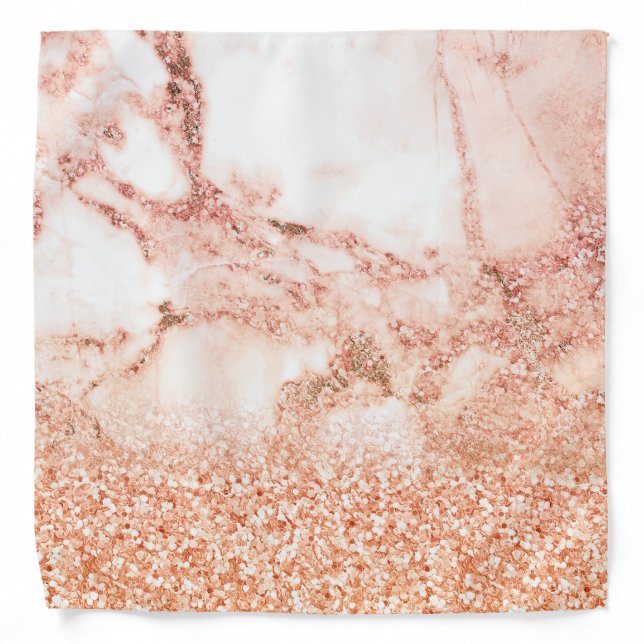 Chic rose gold glitter ombre pink glitter marble bandana (Front)