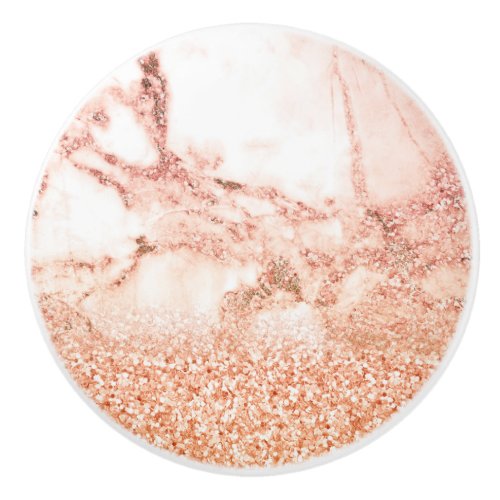 Chic rose gold glitter ombre pink glitter marble ceramic knob