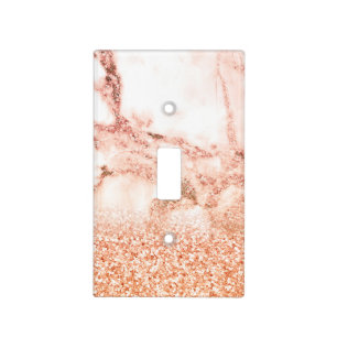 Chic rose gold glitter ombre pink glitter marble light switch cover
