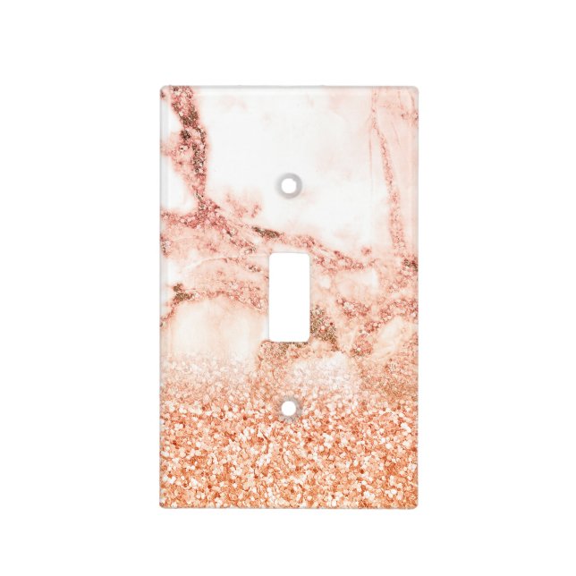 Chic rose gold glitter ombre pink glitter marble light switch cover (Front)