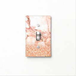 Chic rose gold glitter ombre pink glitter marble light switch cover ...