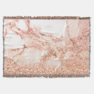 Chic rose gold glitter ombre pink glitter marble throw blanket