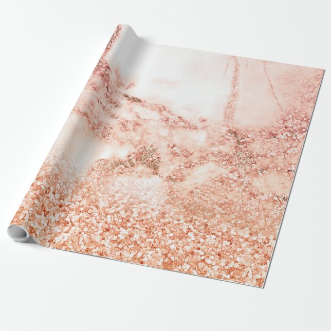 Chic rose gold glitter ombre pink glitter marble wrapping paper (Unrolled)