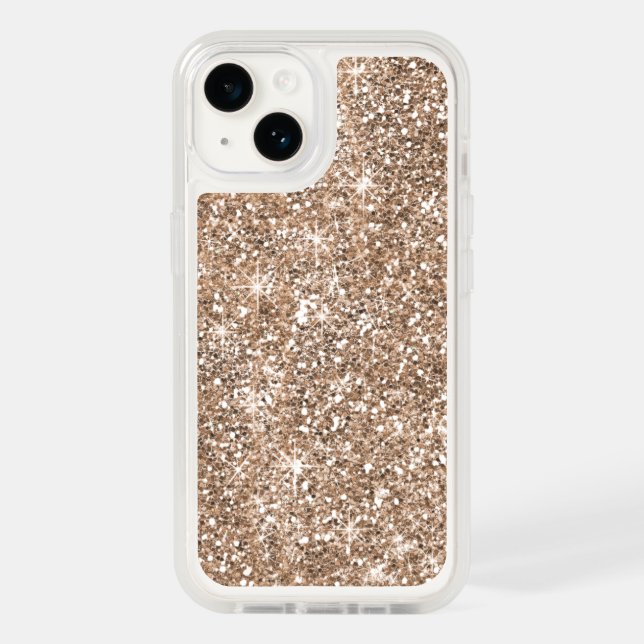 Chic Rose Gold Glitter Otterbox iPhone 14 Case (Back)