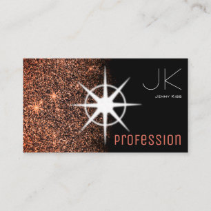 Chic Rose Gold Glitter Photo Template Galaxy Stars Business Card