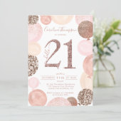Chic rose gold glitter pink balloon photo 21st invitation (Standing Front)