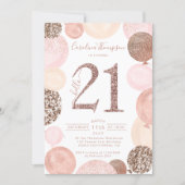 Chic rose gold glitter pink balloon photo 21st invitation (Front)