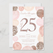 Chic rose gold glitter pink balloon photo 25th invitation (Front)