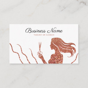 Chic Rose Gold Glitter Scissors Hairdresser Appointment Card