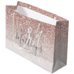 Chic Rose Gold Glitter Script Monogram Wedding Large Gift Bag<br><div class="desc">Gorgeous Custom Mr and Mrs Rose Gold Glitter Blush Monogram Married Name Wedding Gift Bag Design for wedding gifts, engagement party gifts or wedding shower gifts. Personalize with your name, monogram, initial or text. You can change text color and font style using the customize it further option. Faux glitter with...</div>