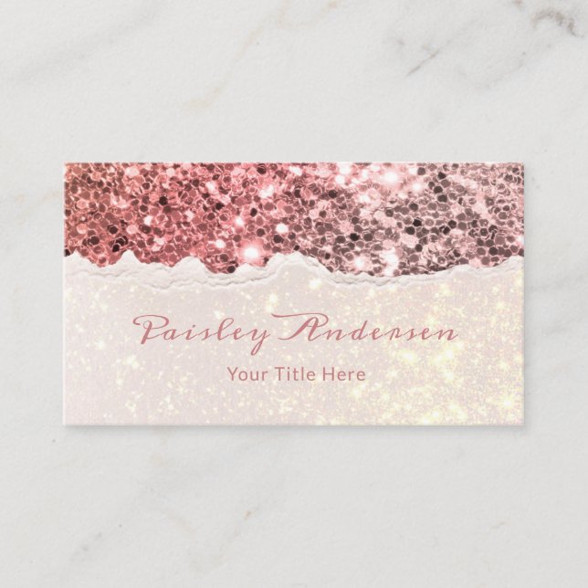 Chic Rose Gold Glitter Sparkle Business Card (Front)