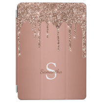 Chic Rose Gold Glitter Sparkle Drip Monogram Name iPad Air Cover Chic Rose Gold Glitter Sparkle Drip Monogram Name iPad Air Cover