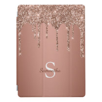 Chic Rose Gold Glitter Sparkle Drip Monogram Name iPad Pro Cover Chic Rose Gold Glitter Sparkle Drip Monogram Name iPad Pro Cover