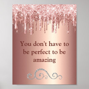 Chic Rose Gold Glitter Sparkle Motivational Poster