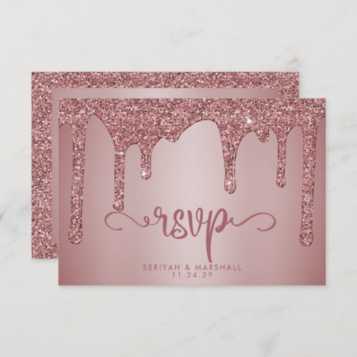 Chic Rose Gold Glitter Sparkle Wedding RSVP