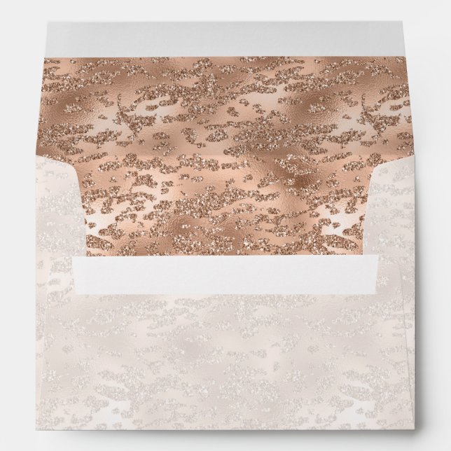 Chic Rose Gold Glitzy Glitter Glam Bridal Shower Envelope (Back (Bottom))