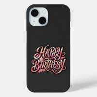 Chic Rose Gold Happy Birthday Glitter Typography