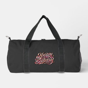 Chic Rose Gold Happy Birthday Glitter Typography Duffle Bag