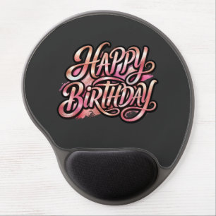 Chic Rose Gold Happy Birthday Glitter Typography Gel Mouse Pad