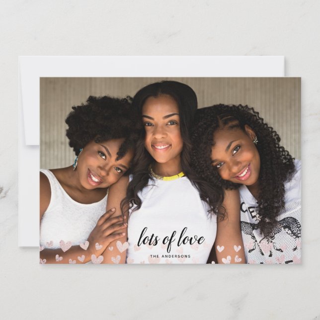 Chic Rose Gold Hearts Lots of Love Valentine Holiday Card (Front)