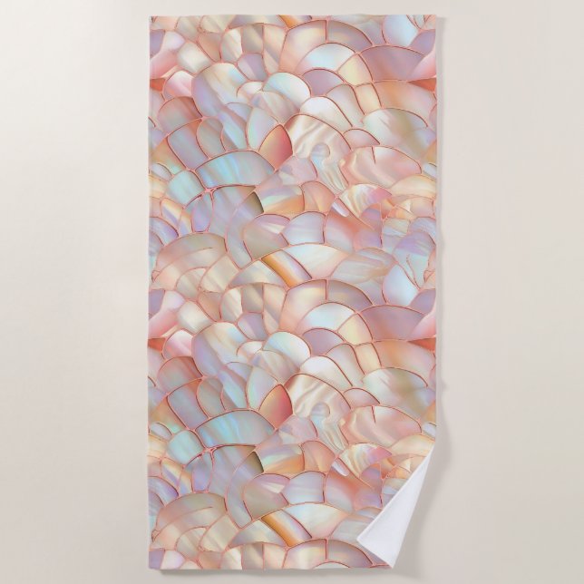 Chic rose gold iridescent mother of pearl beach towel (Front)
