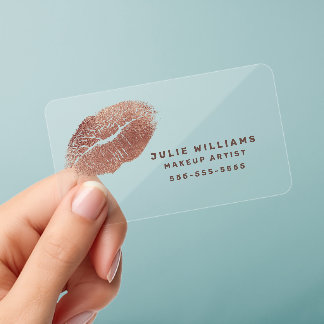 Chic Rose Gold L:ips Markup Arist Profesional Clear Business Cards