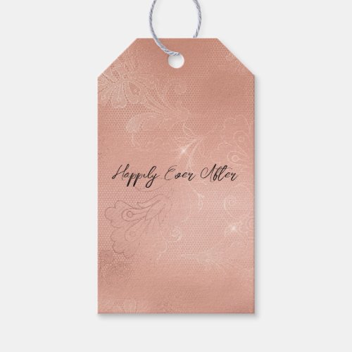 Chic Rose Gold Lace Wedding Gift Tags