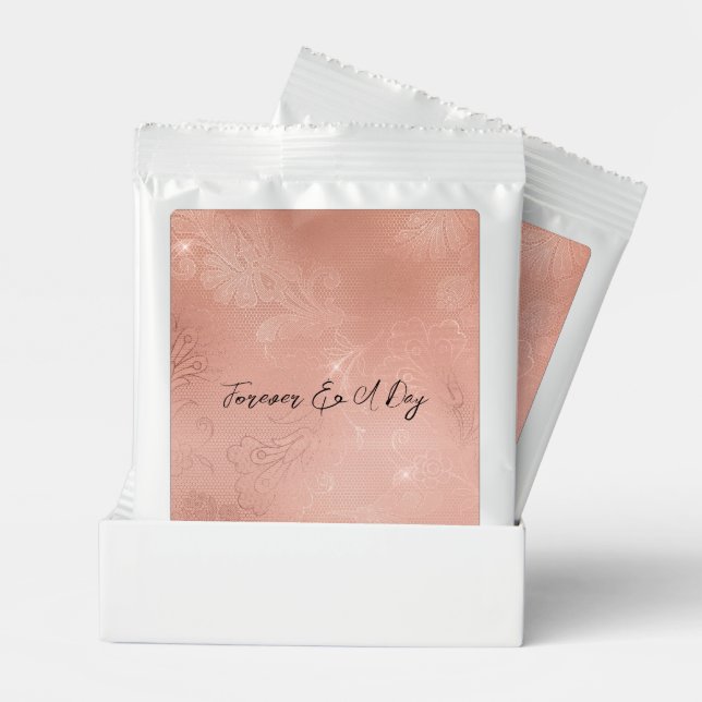 Chic Rose Gold Lace Wedding Hot Chocolate Drink Mix (Pair)