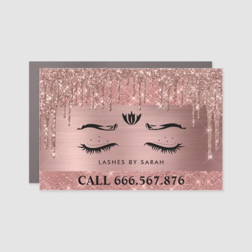 Chic Rose Gold Lashes Car Magnet
