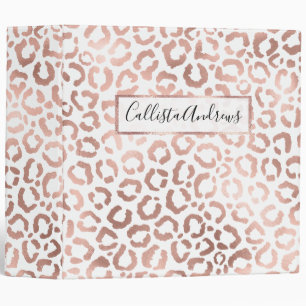 Chic Rose Gold Leopard Cheetah Animal Print 3 Ring Binder