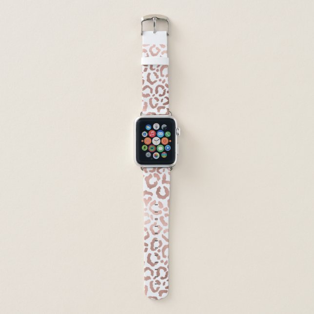 Chic Rose Gold Leopard Cheetah Animal Print Apple Watch Band (Front)