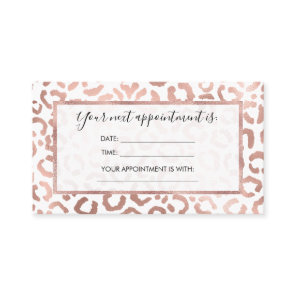 Chic Rose Gold Leopard Cheetah Animal Print Appointment Card