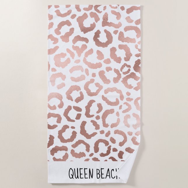 Chic Rose Gold Leopard Cheetah Animal Print Beach Towel (Front)