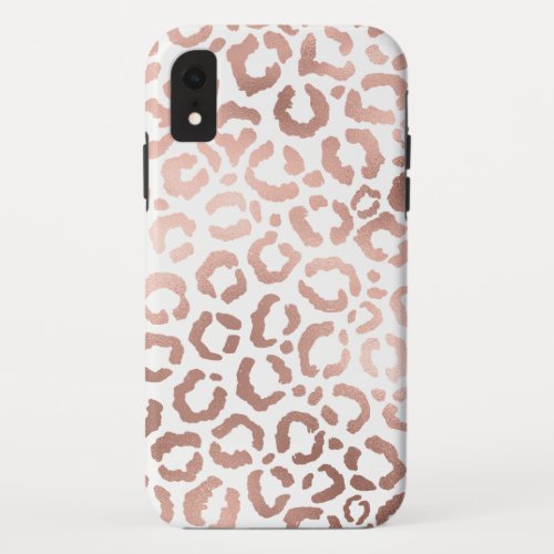 Chic Rose Gold Leopard Cheetah Animal Print iPhone XR Case