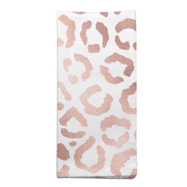 Chic Rose Gold Leopard Cheetah Animal Print Cloth Napkin (Folded)