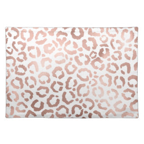 Chic Rose Gold Leopard Cheetah Animal Print Cloth Placemat