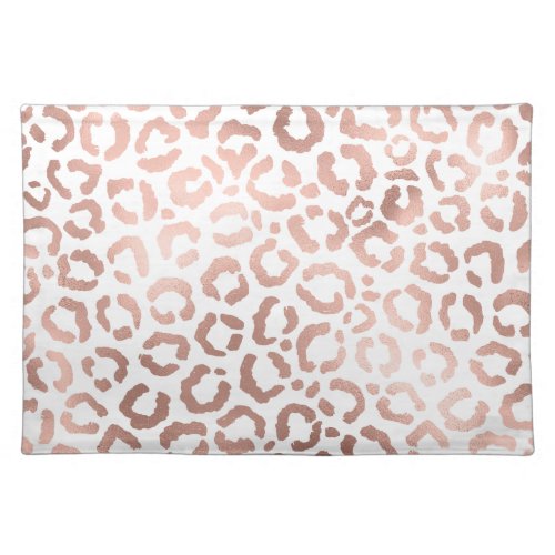 Chic Rose Gold Leopard Cheetah Animal Print Cloth Placemat