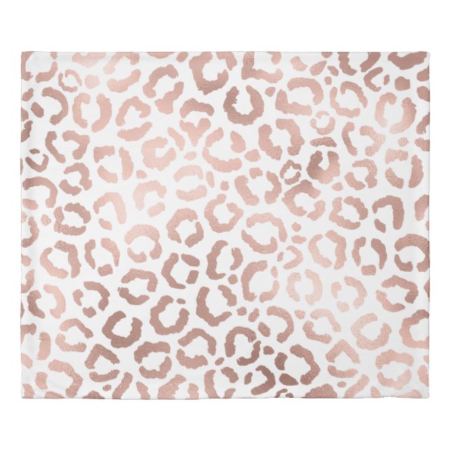 Chic Rose Gold Leopard Cheetah Animal Print Duvet Cover (Front)