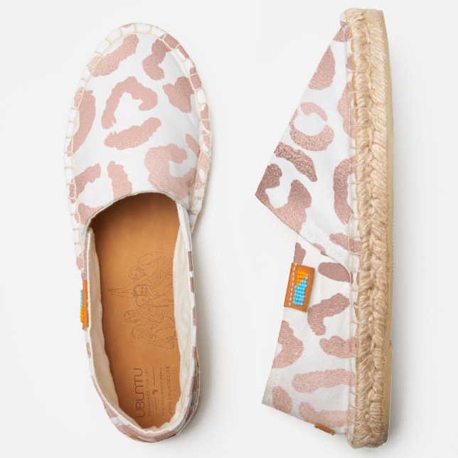 Chic Rose Gold Leopard Cheetah Animal Print Espadrilles (Side)